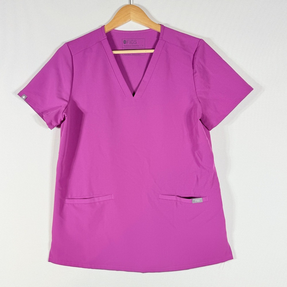Figs Casma Womens Small Scrub Top Shirt Fuchsia Technical Healthcare‎ Medical